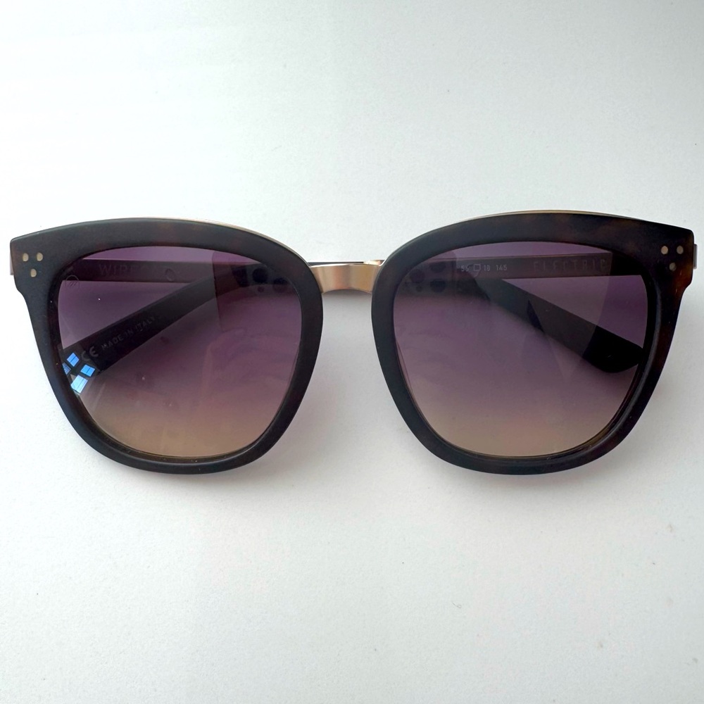 Electric Wire Cat Sunglasses Women's. Gold features.